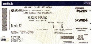 Konzertkarte für Konzert "Plácido Domingo - Freilichtbühne Loreley" am 30.06.2013